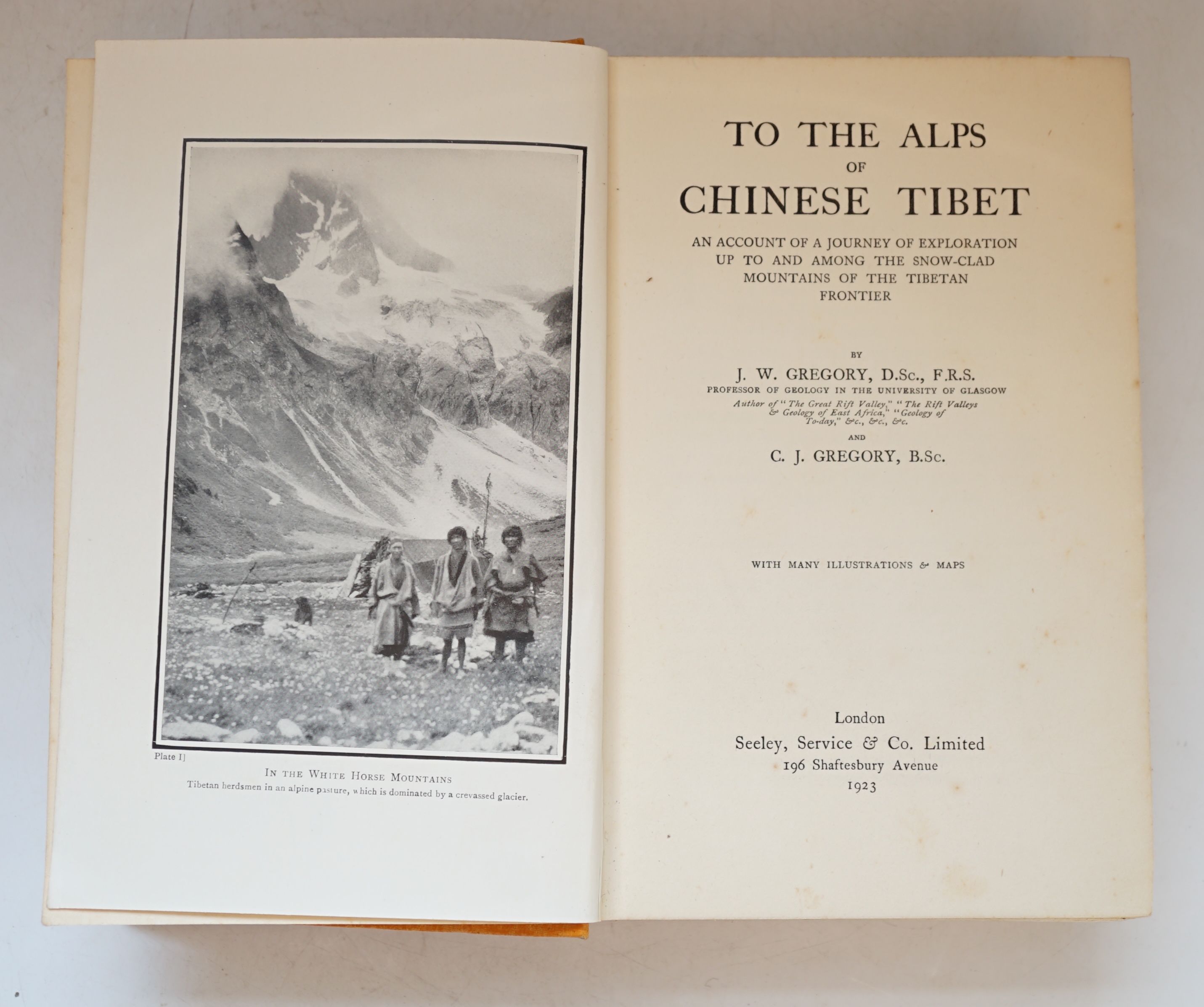 W. Gregory & C. J. Gregory - To the Alps of Chinese Tibet, An Account of a Journey of Exploration up to and among the Snow-Clad Mountains of the Tibetan Frontier, 1st edition with 25 black and white illustrations, 7 sket